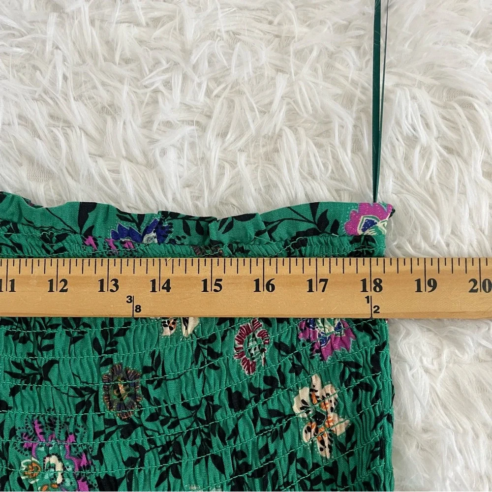 KNOX ROSE Womens Smocked Floral Maxi Dress Size XXL Green Tiered One Shoulder - Picture 8 of 11
